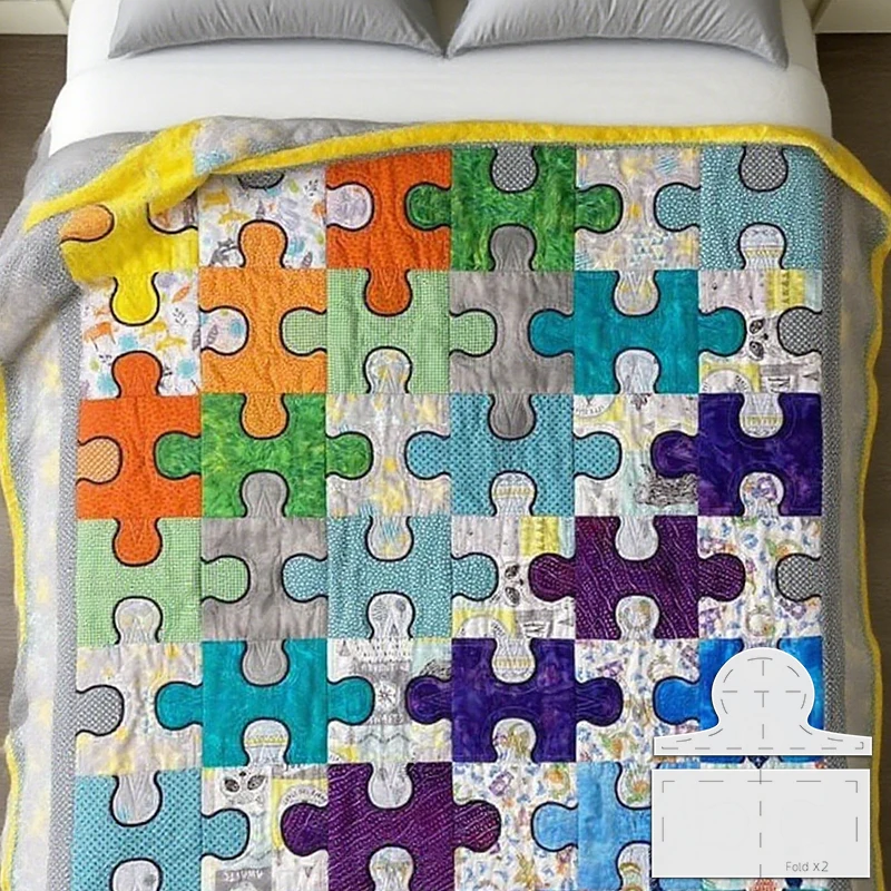 YOMDID 2 Stück Puzzle-Design-Quilt-Vorlage, DIY-Nähvorlage für Steppdecke, Kissenbezug, Decke und Tasche, Patchwork-Design
