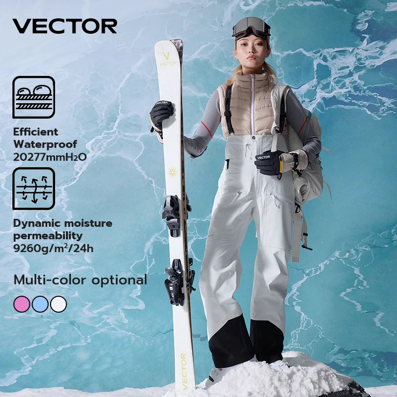 VECTOR Thick Men Women Ski Pants Straight Overalls Jumpsuit Bib Waterproof Winter Warm Windproof Outdoor Sports Snowboard 2026