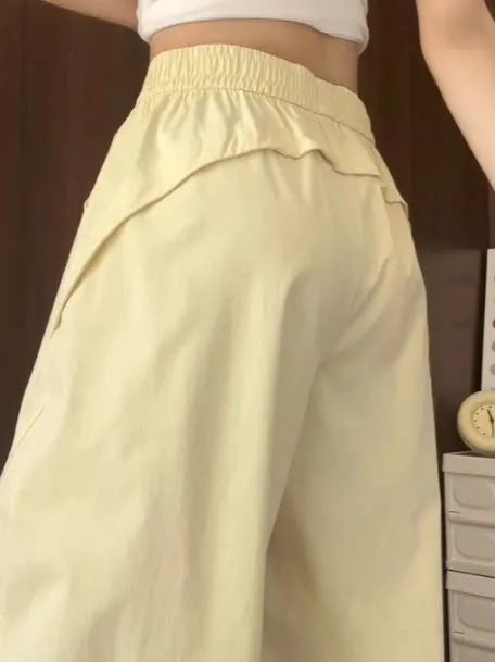 

Быстросохнущие женские рабочие брюки в американском стиле, весна 2026, утягивающие брюки-карго, маленький размер, цветные спортивные брюки с широкими штанинами