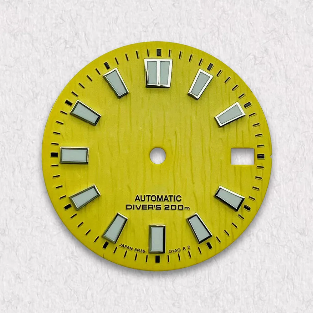 Mostrador de casca com logotipo s 28.5mm, adequado para movimento japonês nh35/nh36 c3, acessórios de modificação de relógio luminoso verde forte