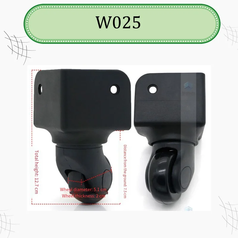 For W025 Luggage Wheels Ultra-Quiet Multi-Directional Castor Accessories Pressure-Resistant & Wear-Resistant Replacement Wheels