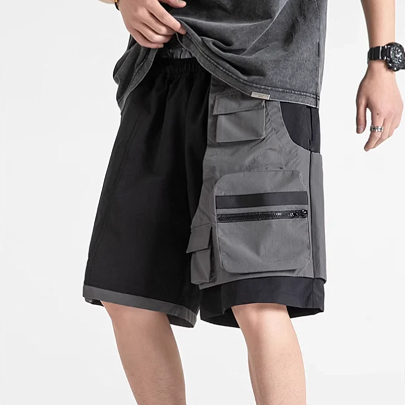 

Модные повседневные рабочие шорты для мужчин: летние, в американском уличном стиле, свободные, спортивные, из плотной ткани, средней длины, прямого кроя