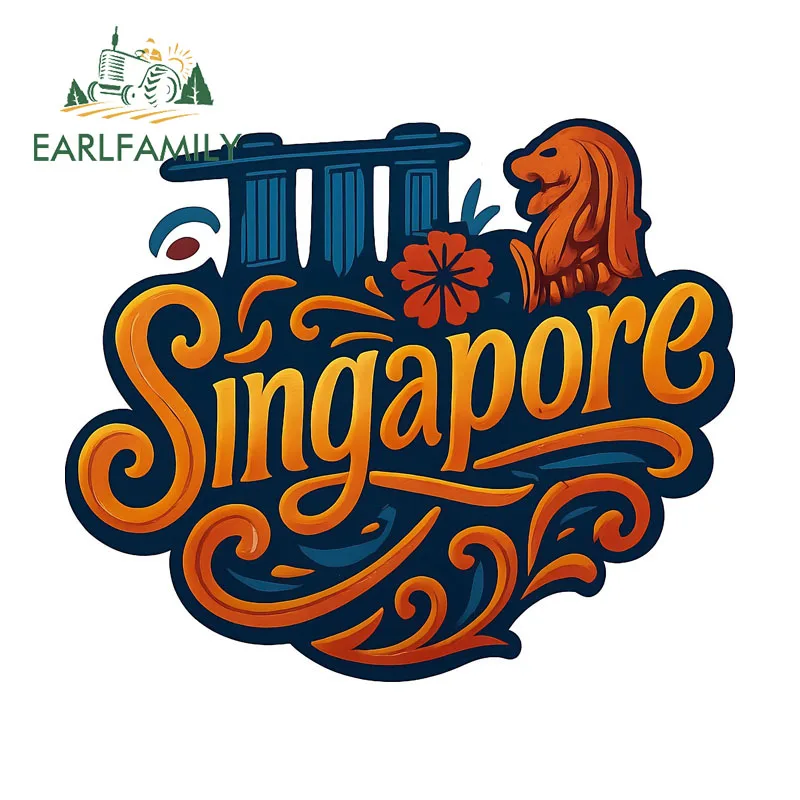 

Наклейки EARLFAMILY Gold Singapore с крутым граффити-дизайном, наклейки на лобовое стекло и зеркало заднего вида, подходят для декора автомобильных ящиков для инструментов