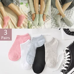 3Pairs Women Socks Short Boat Invisiable Chaussette Femme Skarpety Cotton Ankle Meias Sock Female Breathable Calcetines Mujer