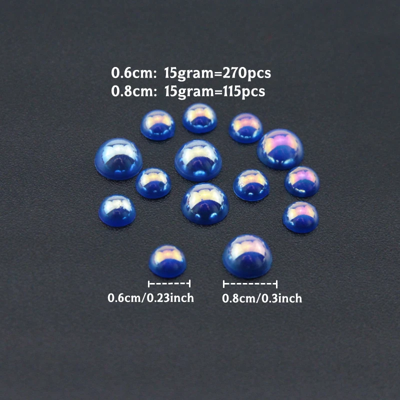 15Gram Mini Plastic Beads 0.6-0.8cm Imitation Pearl Half Round Flat Beads For Jewelry Making Material DIY Clothing Accessories