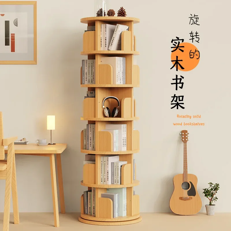 Modern Design 360 Rotating Bookshelf Bookcase Display Shelf Storage Organizer Cheap MDF Wooden Children's Cabinet Living Room