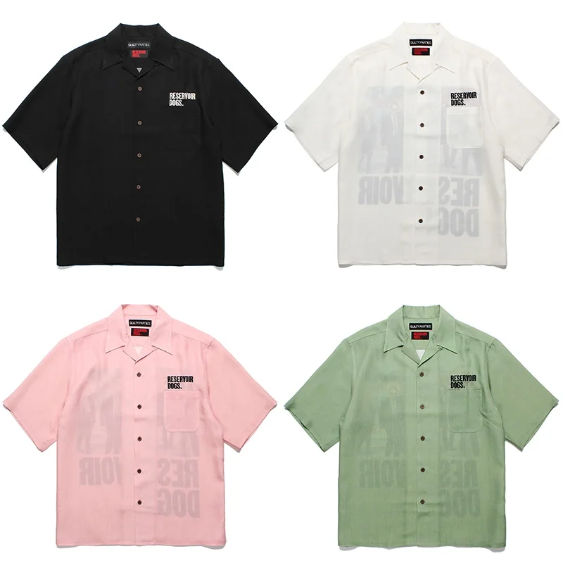 Pink WACKO MAIRA Slogan Letters Embroidery Hawaiian Short Sleeve Shirt 1:1 Best Quality Summer Loose Mens Womens Flip Neck Tops