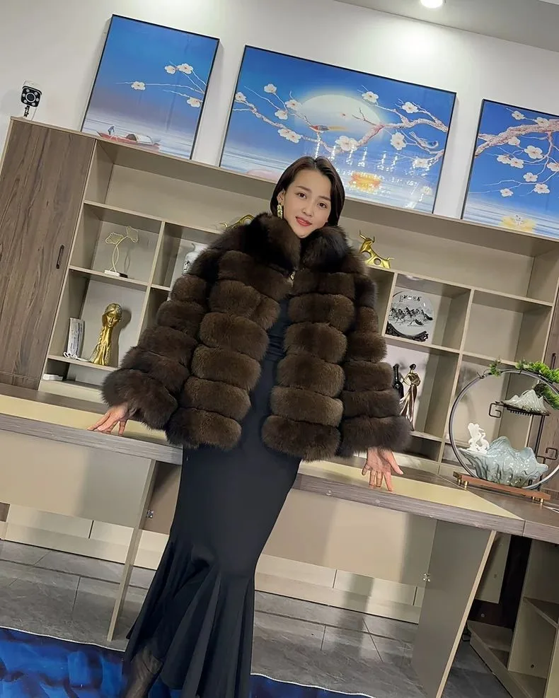 Hot Selling Finnish Imported Fox Fur High-end Fur Coat For Women New Winter Bell Sleeve Fashion Fox Fur Coat