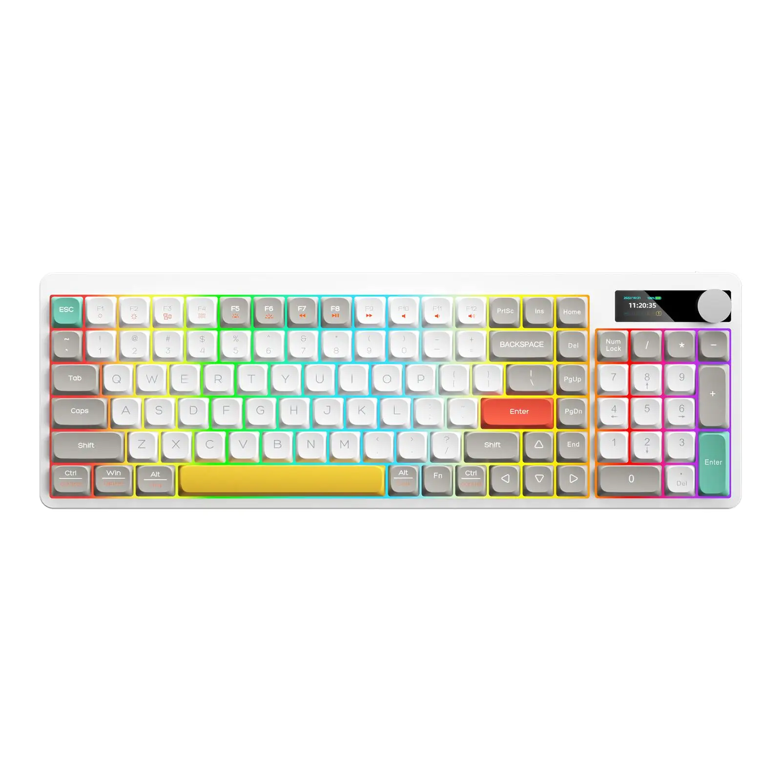 

Mechanical Gaming Keyboard Red Switches RGB Backlight PBT Keycaps Metal Knob Full Rollover Ergonomic Design for PC DIY