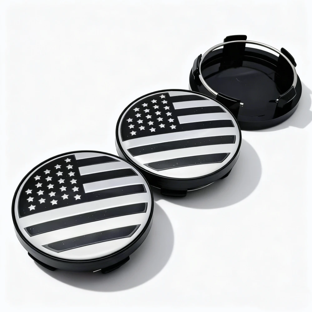 4 Stück 58MM 54MM Amerikanisches US-Logo Emblem Abzeichen Auto-Radnabenkappen Radkappen Felgen-Nabenabdeckung Ersatz Auto-Zubehör