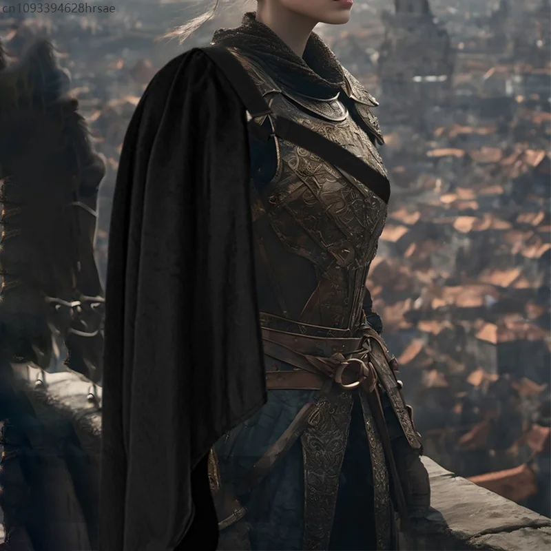 Steampunk Medieval medio hombro chal capa renacentista Poncho Caballero vikingo capa de pirata disfraz de Halloween Cosplay