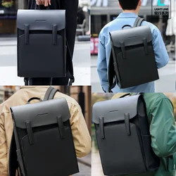 Classic Business Work Black Leather Backpack Waterproof 15.6 Inch Laptop Bag School Bags Business Bacbackpack for Men
