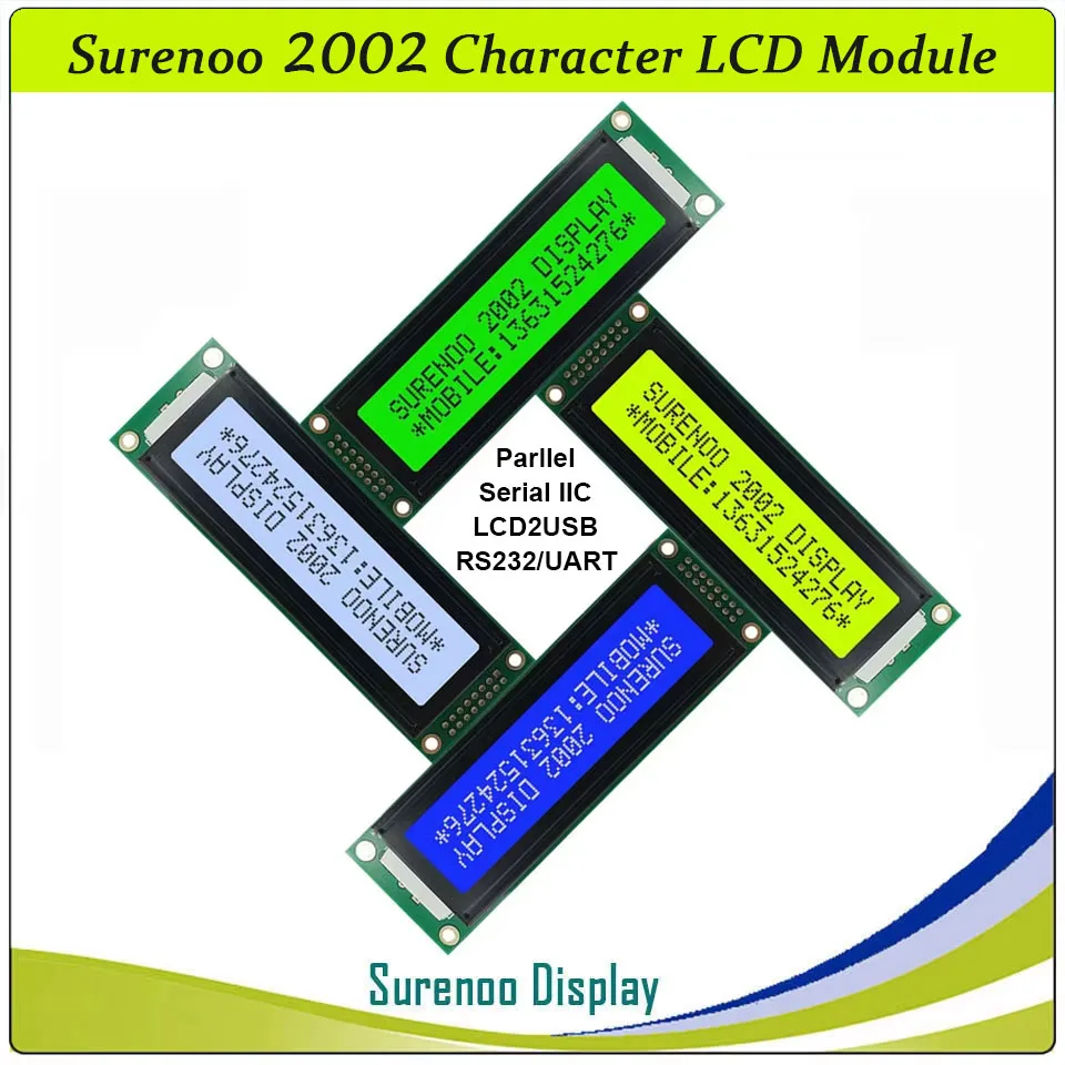 Surenoo 2002 202 20*2 Parallel Serial IIC I2C TWI LCD2USB USB2LCD USB Character LCD Module Display Screen Panel for Arduino