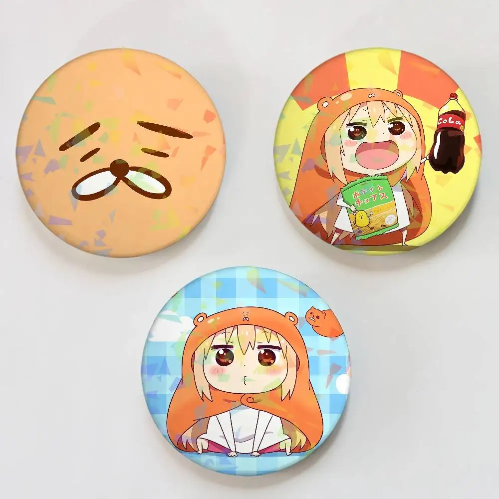 Anime H-Himouto U-Umaru-chan Round Badge for Backpack Accessories Laser Lapel Pins Jewelry Gifts