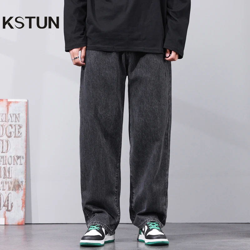 

Baggy Jeans Men Wide Leg Pants Dark Gray Streetwear Loose Fit Casual Men's Clothing Denim Trousers Korean Style Homme Cowboys