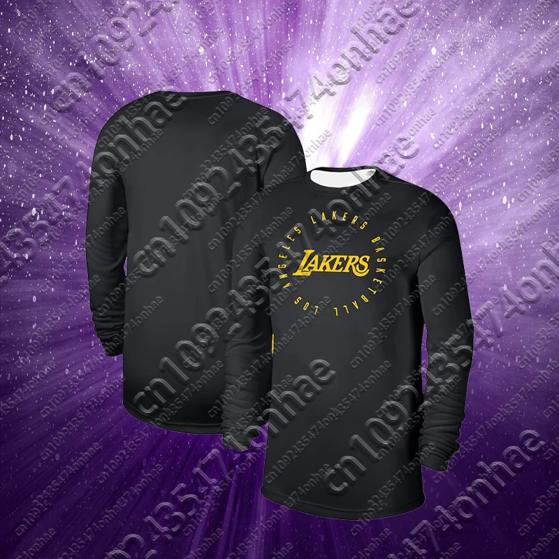

Men's Basketball Ball Letter Printed T-shirt Los Angeles Warm Up Top Men's and Women's Outdoor Comfortable Long Sleeve T-shirt