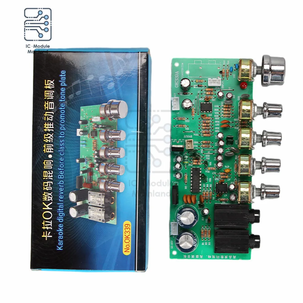 OK339 PT2399 Reverb Preamp Tuner Board Amplifier Amplifier Tone Board Low Noise Amplifier Board with Knobs Amplifier Module