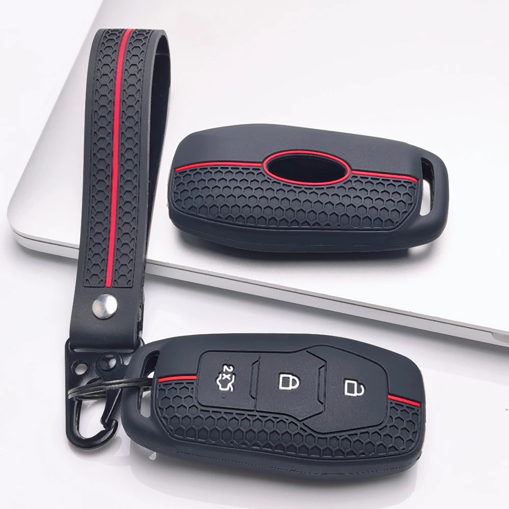 Silicone Car Key Case Fob Cover Shell for Ford Figo 2017 Mondeo 5 Ecosport Fiesta Mk8 Everest Ranger Fusion Kuga Escort F150 - view 3