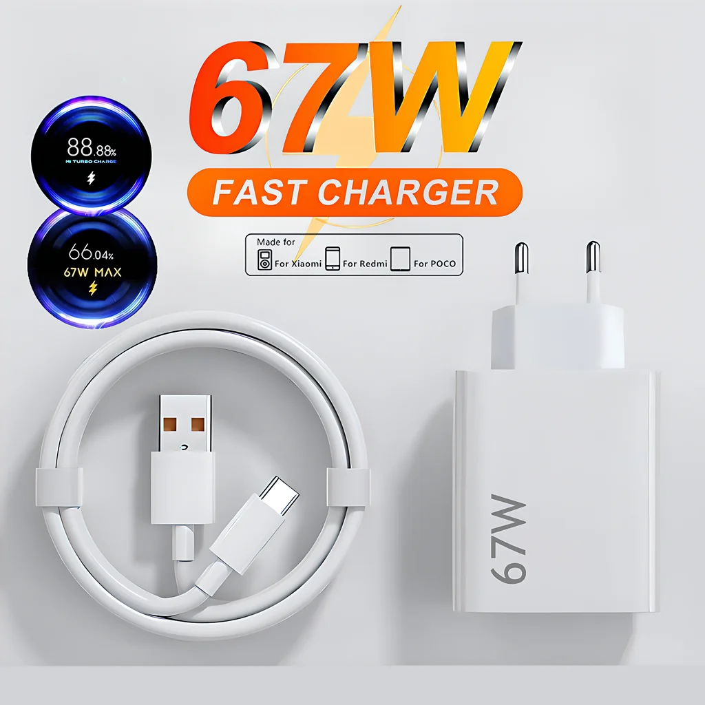 6A 67W Turbo Fast Phone Charger For Xiaomi 12 13T 14T Pro 15 Ultra Redmi Note 12T 13 14 POCO X5 X6 X7 F5 F6 F7 Type C USB Cable