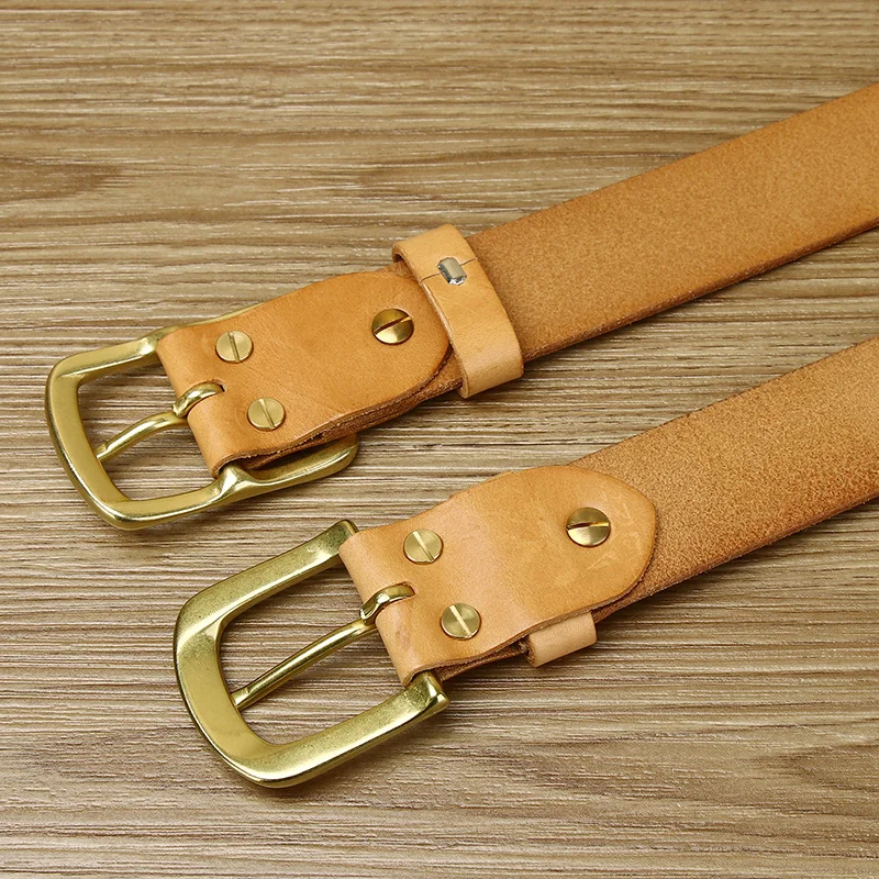 Vegetable Tanned Leather Genuine Leather For Men Full-Grain Leather Handmade Belt Primary colour Casual Pin Buckle Men\'s Belt