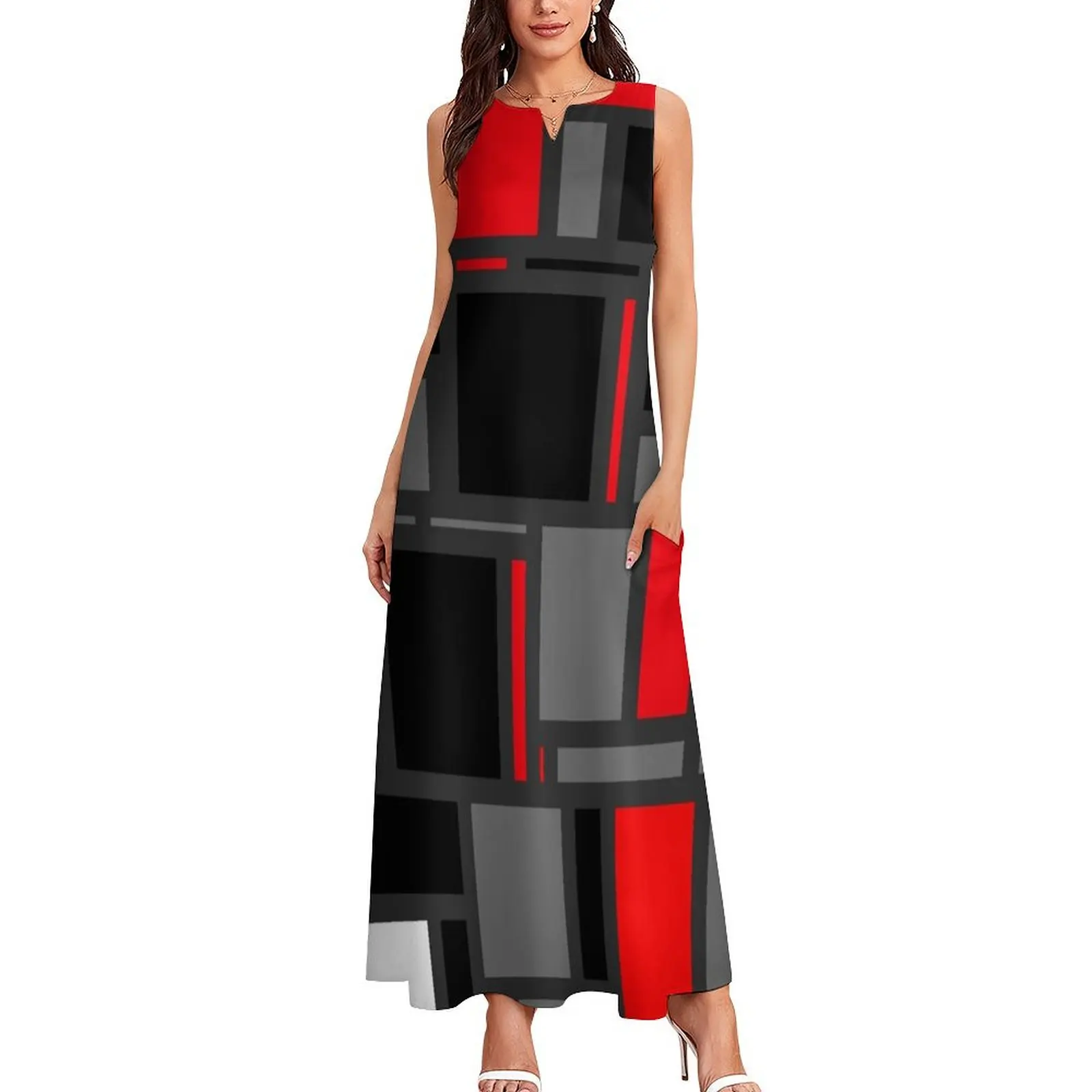 Modern Mondrian Long Dress Aesthetic clothing Evening gown Summer women's clothing summer dress woman 2025 trendy Dress