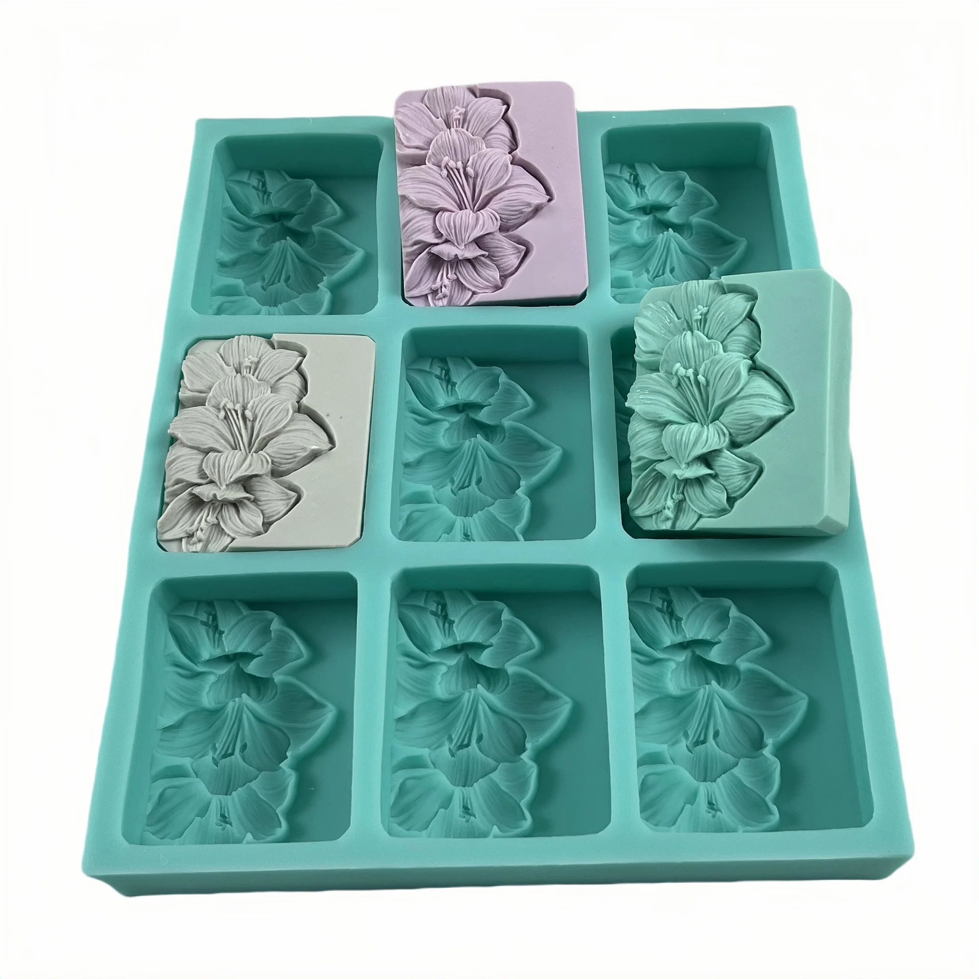 9 Cavities Lily Flower Silicone Mold for Soap Making,Candle Wax, Chocolate Cake,Plaster Resin Craft  Mould