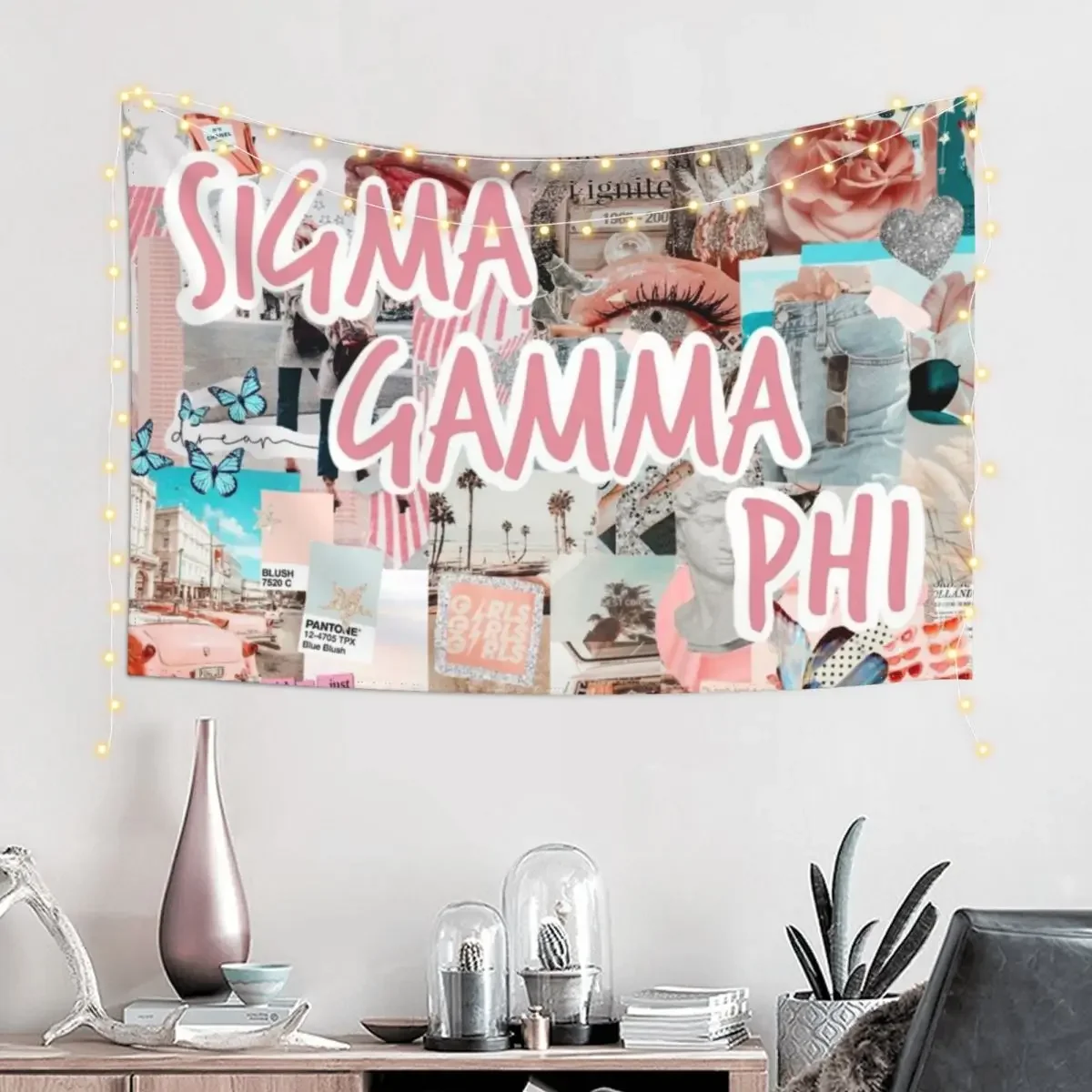 Sigma gamma phi pink and teal sgphi thusa Tapestry Room Decoration Accessories Bedrooms Decorations Bedroom Deco Tapestry