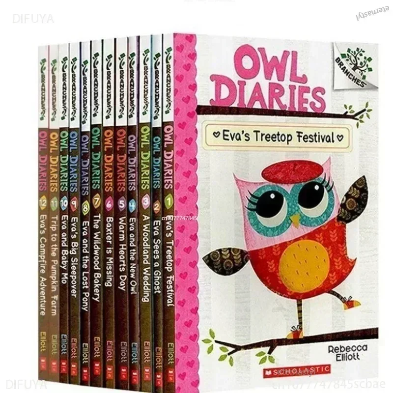 17 كتابًا/مجموعة مذكرات البومة الإنجليزية كتاب صور للأطفال التعليم المبكر الطفولة تعلم الكتابة مذكرات الفتيات سن 6-12 سنوات كتب