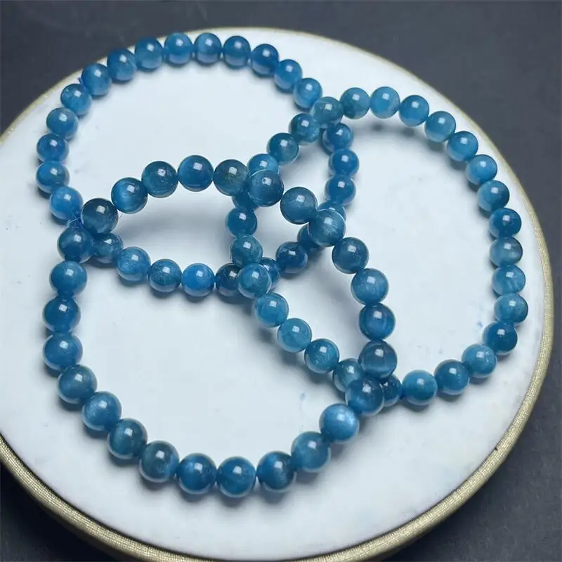 Natural Blue Apatite Bracelet Fashion Gemstone Crystal Jewelry For Women Healing Bohemia Holiday Gift 1PCS 6/8/10/11MM