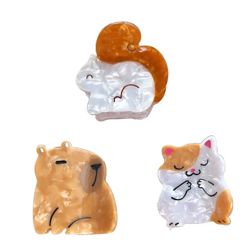 Personalized Cat Capybara Hair Clip Creative Cartoon Acetate Kitty Hair Claw Headwear Fashion Squirrel Hairpin Girls