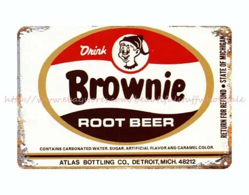 plaque metal wall art Brownie Root Beer Micro Brews Kegs Kitchen metal tin sign