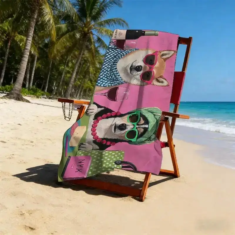 1pc Pet-Friendly Social Party Theme Beach Towel, Cute Pet Day Beach Towel,Cat/Dog Lover Living Rooms,Grooming Shops,Supermarkets