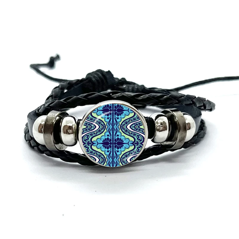 Gypsy Flag Romani Peoples Flag Tribal Ethnic Motifs Leather Bracelets Glass Dome Snap Button Bracelet & Bangles Jewelry Gift