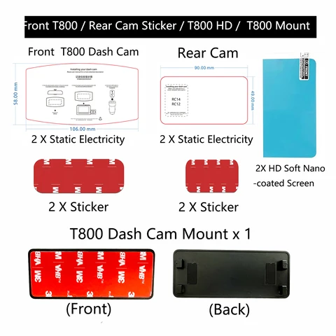 Для 70mai Dash Cam T800 наклейка с креплением статические наклейки подходят для t800 HD мягкий защитный экран с нанопокрытием