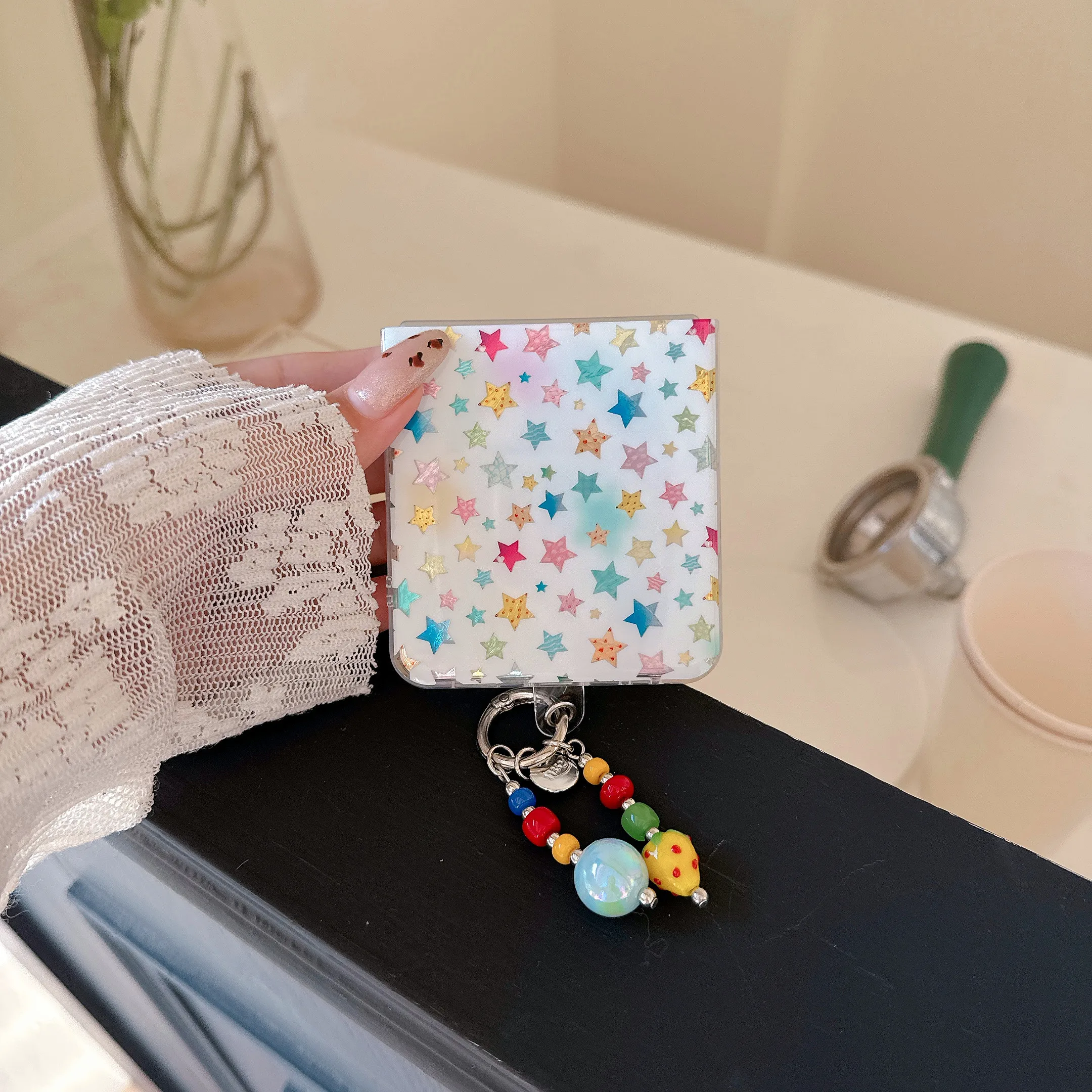 الغطاء الخلفي لهاتف سامسونج جالاكسي Z Flip 7 6 5 4 حافظة ملونة على شكل نجمة سلسلة هاتف صلبة مقاومة للصدمات #5