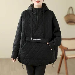 Hoodies for Women Long Sleeve Quilted Lightweight Cotton Added Vintage Aesthetic Korean Style Hooded Casual Winter Women Tops
