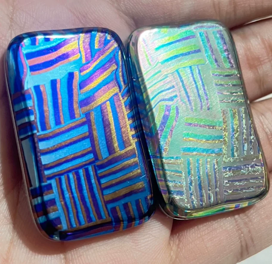 Used EDC JJEDC Chuangjie Mountain Mini Knitted Timascus Fidget Slider Decompression Toy