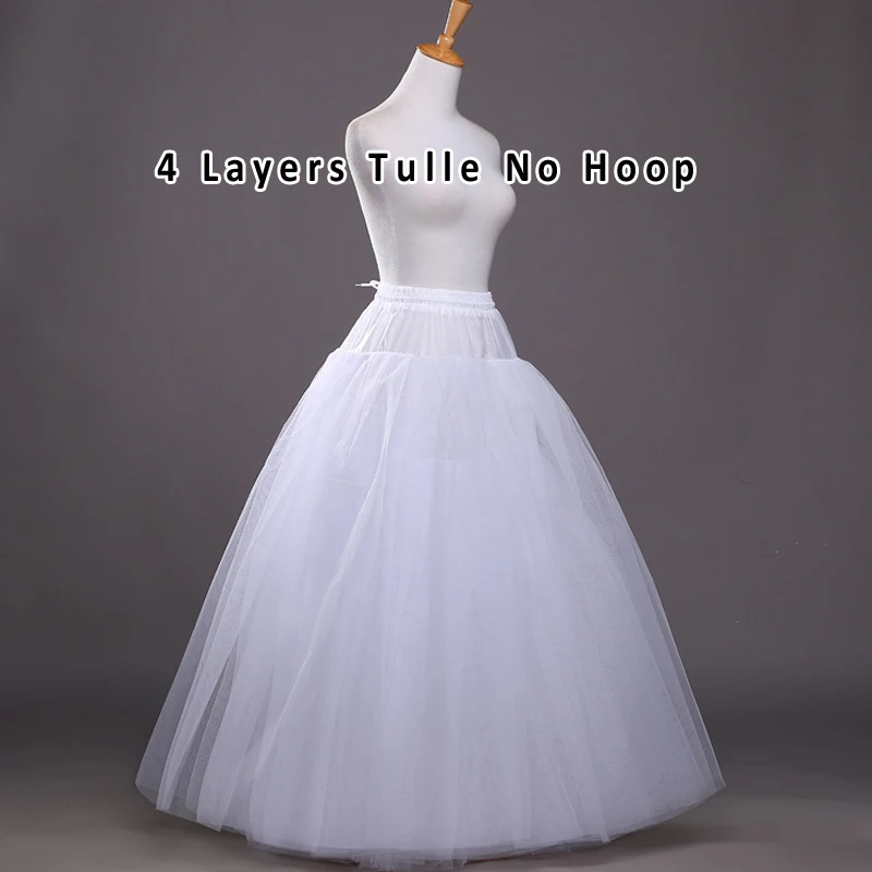 

Tulle Petticoat for A Line Ball Gown Wedding Dress 4 Layers No Hoop Bridal Wedding Accessories Long Petticoats Underskirt