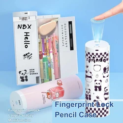 NBX Pencil Cases Fingerprint Password Lock Pencil Case Organizer Double Layer with Mirror Erasable Notepad Calculator for Kids