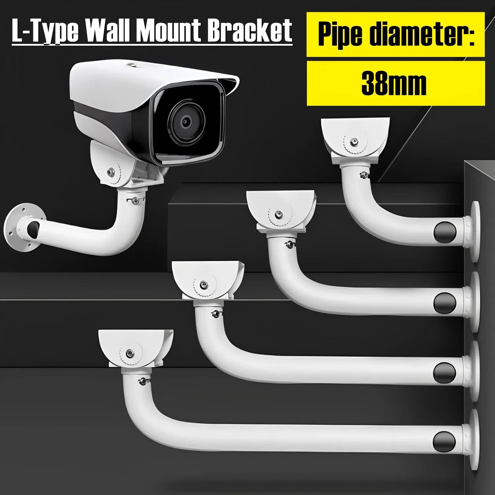 Soporte de montaje en pared para cámara Universal tipo L, cámara de seguridad, soporte de brazo largo Compatible con cámara IP tipo bala Hikvision Dahua