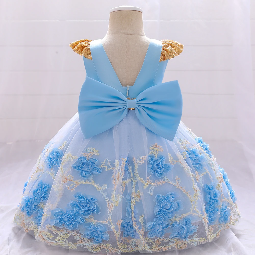 Flower Girls Princess Party Dress Baby Girl 1st Birthday Tulle Dresses Toddler Big Bow Tulle Fashion Clothes Infant New Clothing