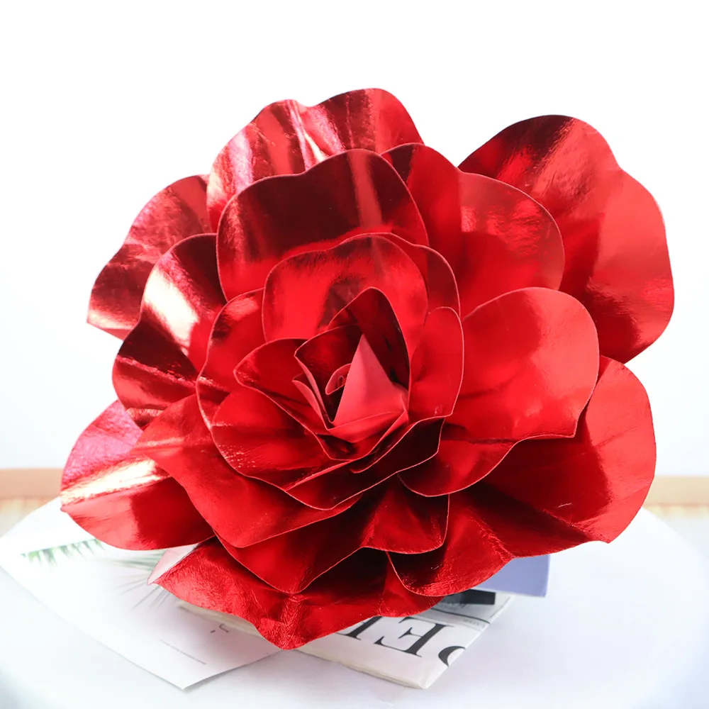 

30/40/50cm Giant Rose Flower Head Shiny Party Setting Arrangement Fake Foam Rose Wedding Decoration fashion Artificial Flowers