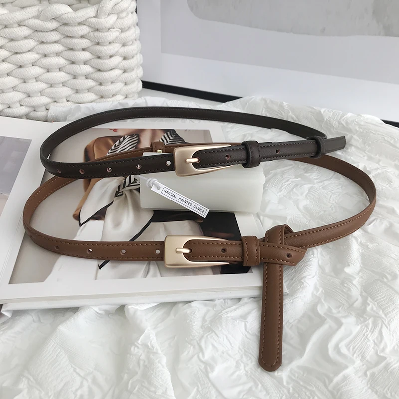 Ceinture en cuir véritable pour femme, cuir de vachette doré, petite structure en métal, document solide, manteau décontracté simple, jupe, pull imbibé