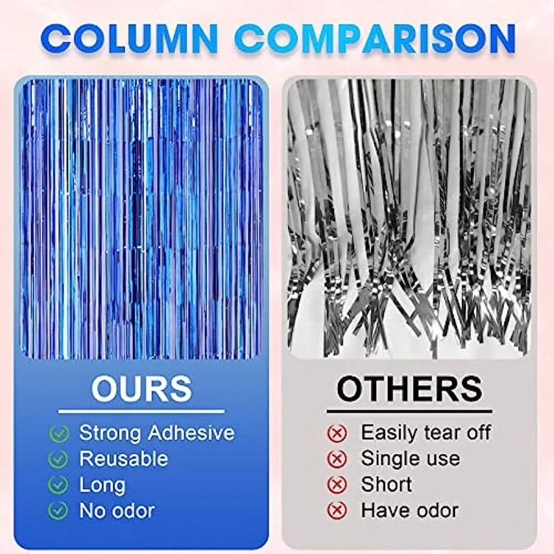 Cheap as a Party Metallic Tinsel Foil Fringe Curtains Backdrop for Birthday New Year Eve Party Photo Wedding Decor