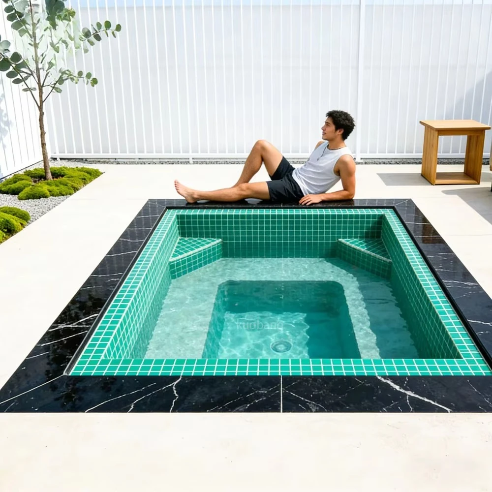 Small Inground Fiberglass Heated Plunge Pool Spa with Massage Jets for Backyard Villa Garden