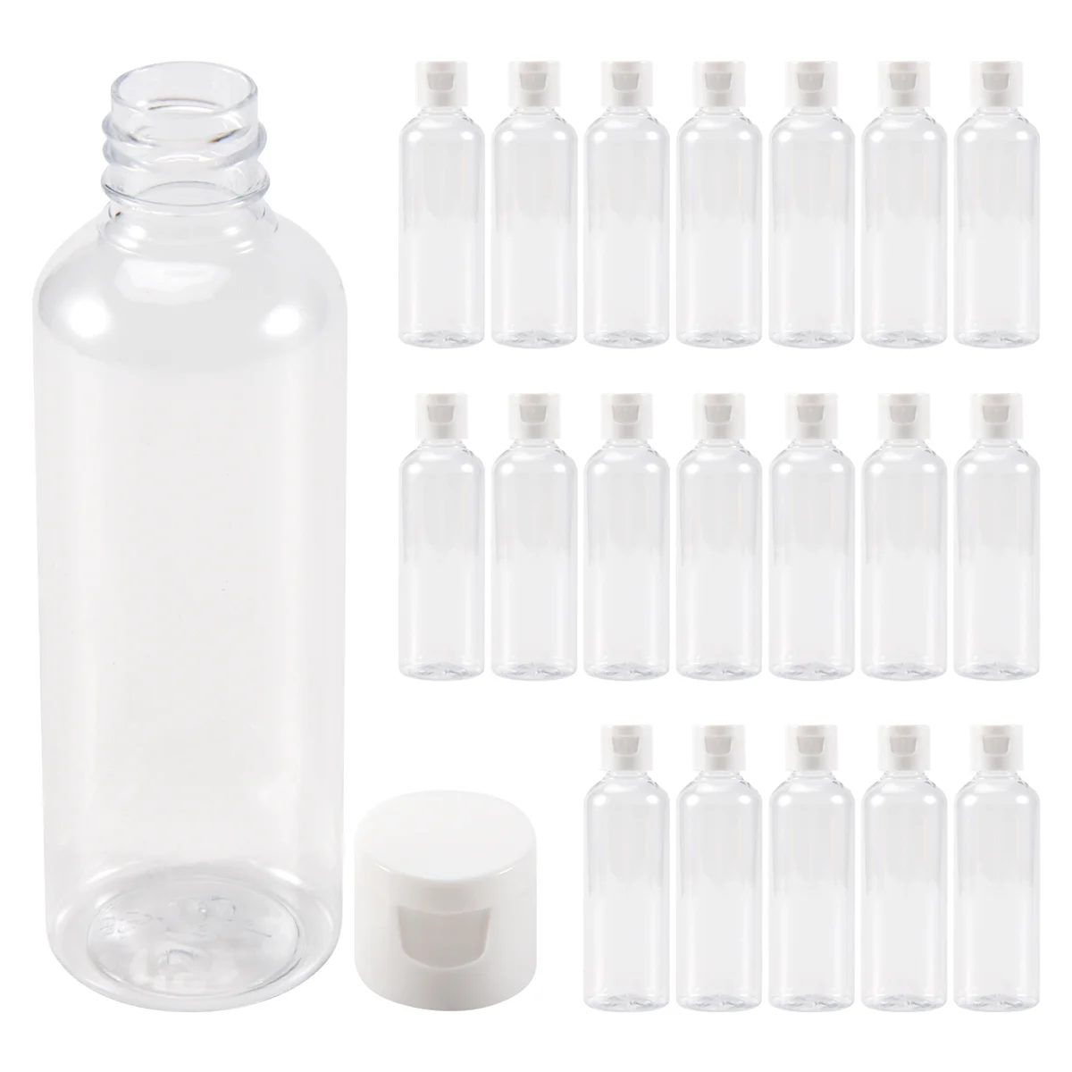 Botellas de plástico para champú, contenedor de viaje para cosméticos, loción, 100ml, 20 unidades