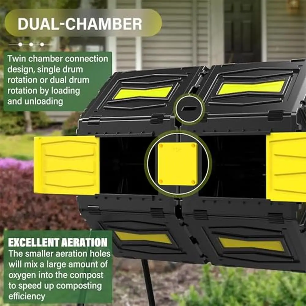 360° Dual Chamber Compost Tumbler Rapid & Effective Composting Superior Quality PP Material Excellent Aeration System Easy