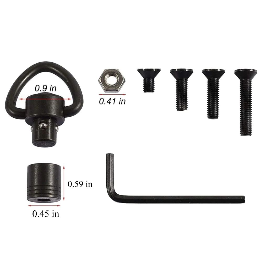 Tactical Quick Detach 1Inch Swivels Mount QD Loop Adapter Kit with 4 Screws + 1 Nut + 1 Wrench