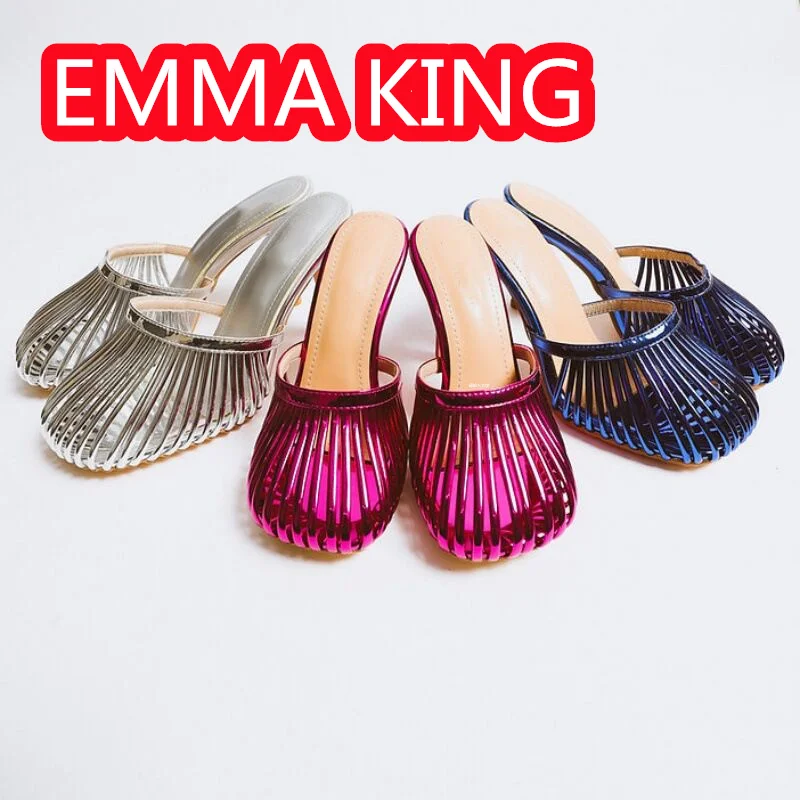 شباشب نسائية بكعب عالي بمقدمة مربعة 2024 جديدة بخيوط رفيعة بلون سادة صنادل صيفية مثيرة مقاس 46 #6