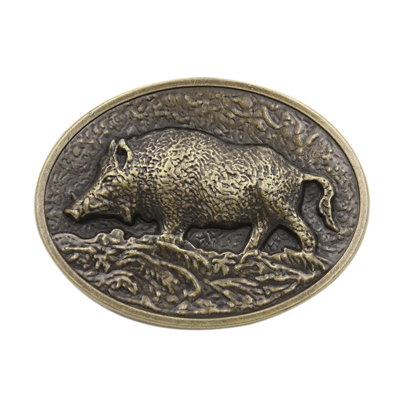 

Laser Embossed Wild Boar Pig Chinese Zodiac Animal Geometry Oval Zinc Alloy Metal Belt Buckle Smooth Clasp Craft Jeans Accessory